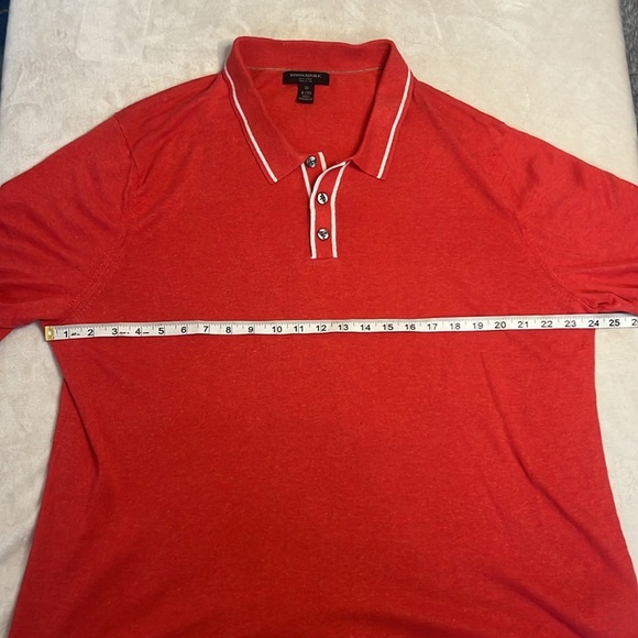 Banana Republic Silk Linen Blend Knit Polo XL Tall Coral Red EUC - Picture 5 of 9